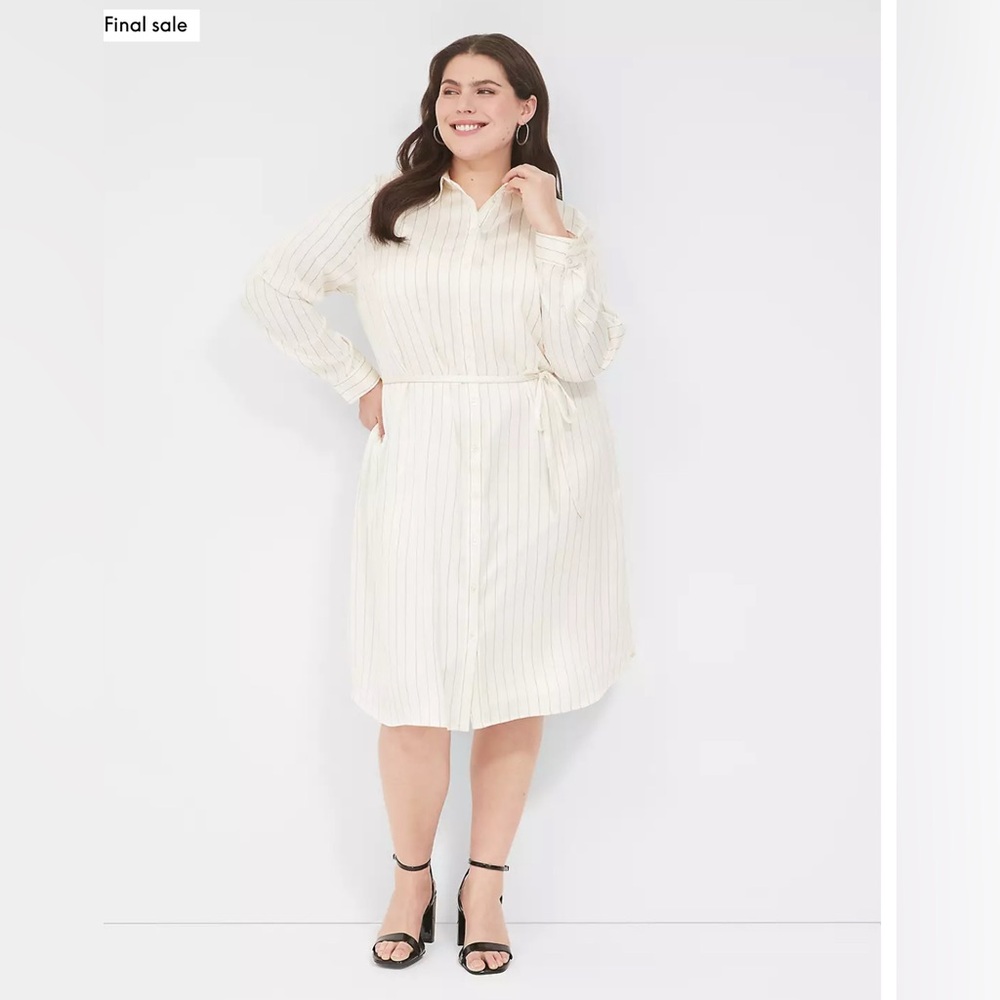 Lane Bryant Cream and Black Striped Dress